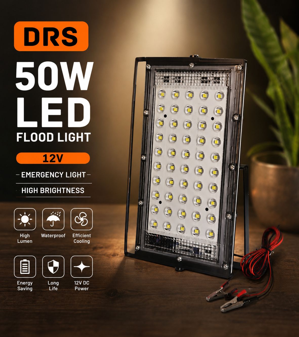 چراغ پروژکتور 50 وات بیلبوردی 12 ولت DRS مهتابی